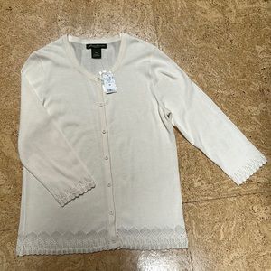NWT Eddie Bauer cream 3/4 sleeve cardigan size Med
